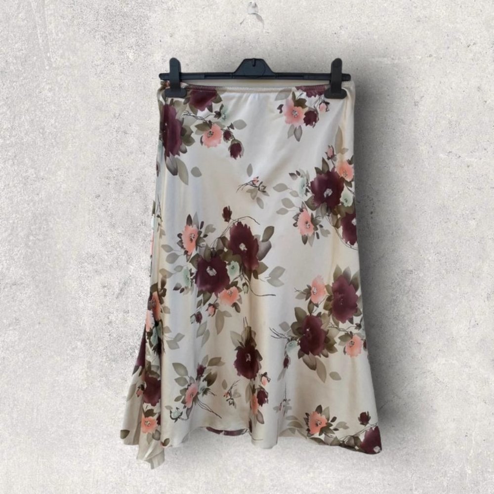 Phase Eight Floral Satin Silk Skirt, Size 12 - Picture 1 of 3